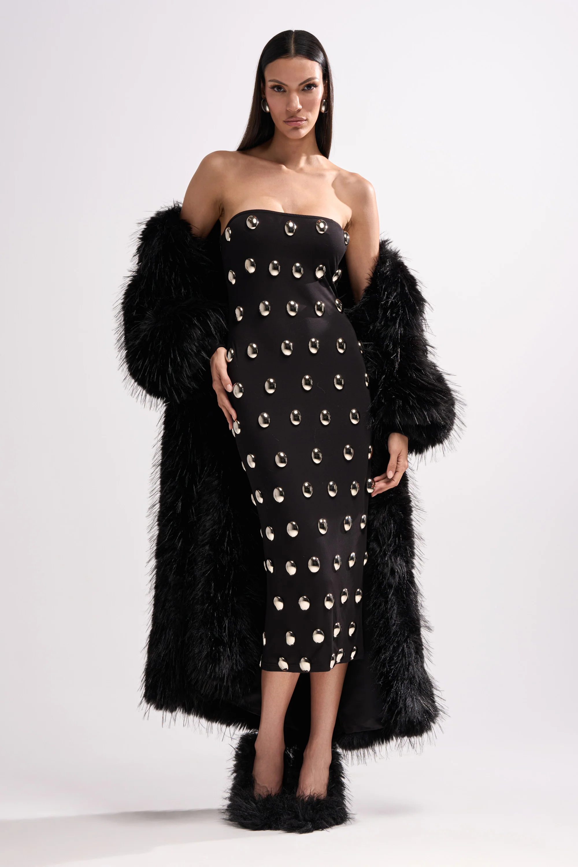 TIME AFTER TIME MIDI DRESS WITH METAL DETAILING