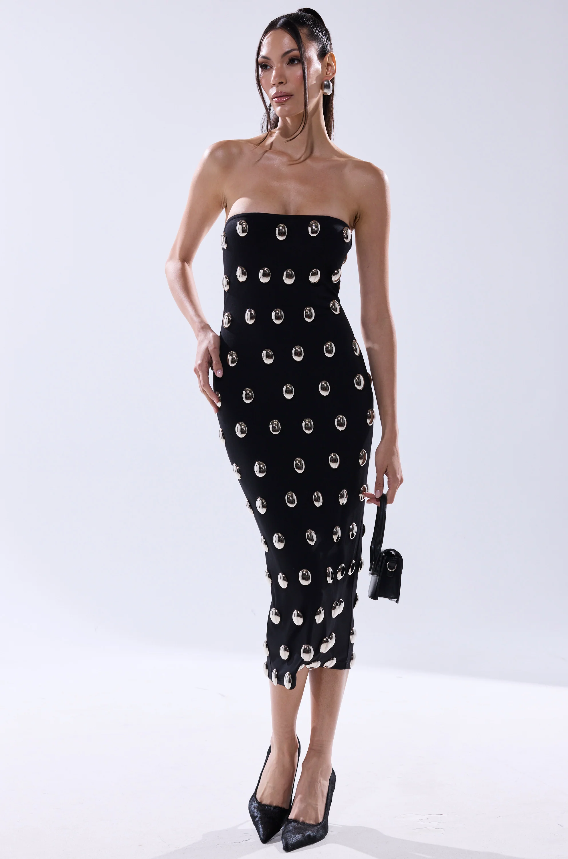 TIME AFTER TIME MIDI DRESS WITH METAL DETAILING - Image 8