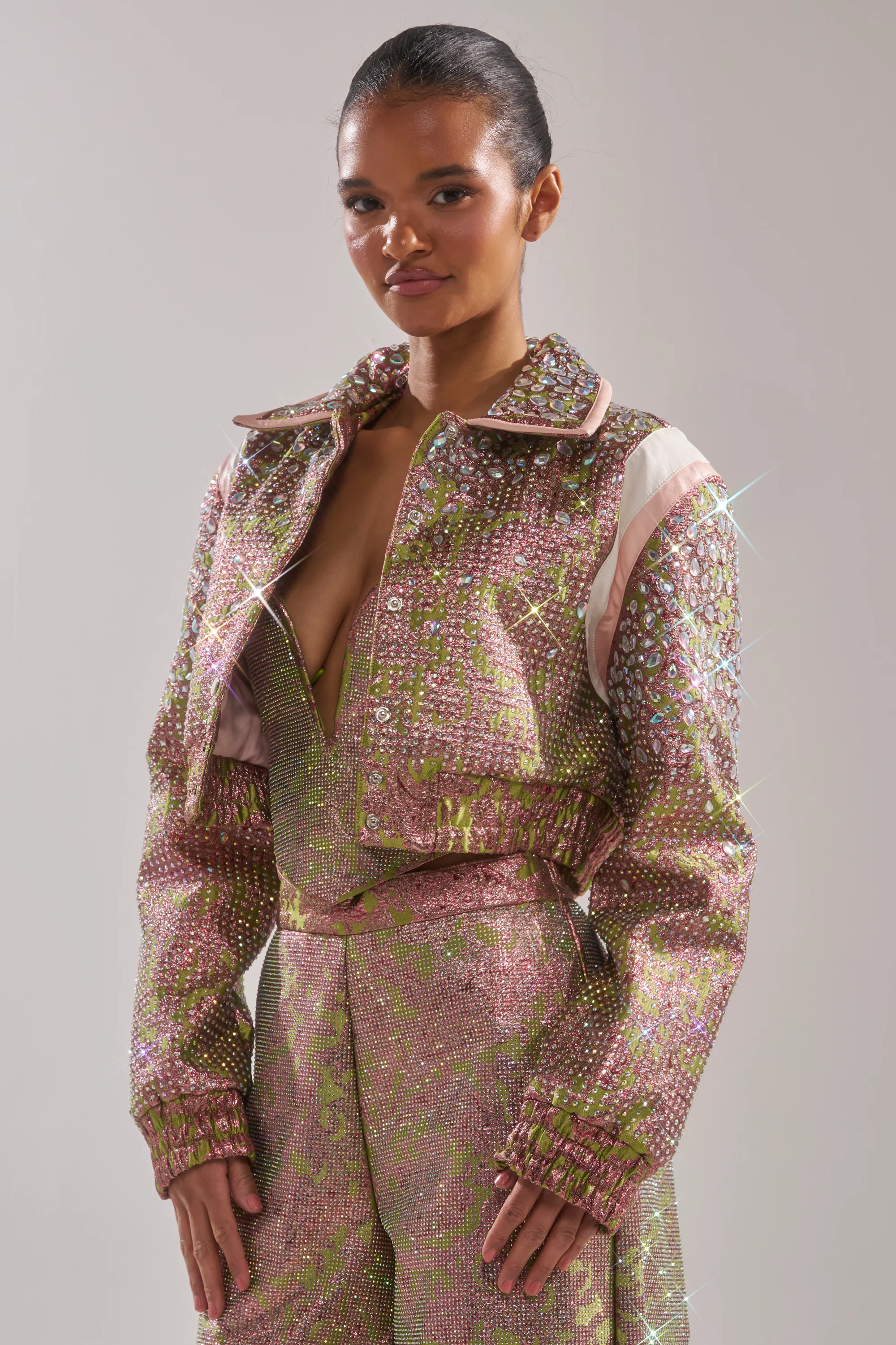 TIME AND TIME AGAIN RHINESTONE BOMBER - Image 4