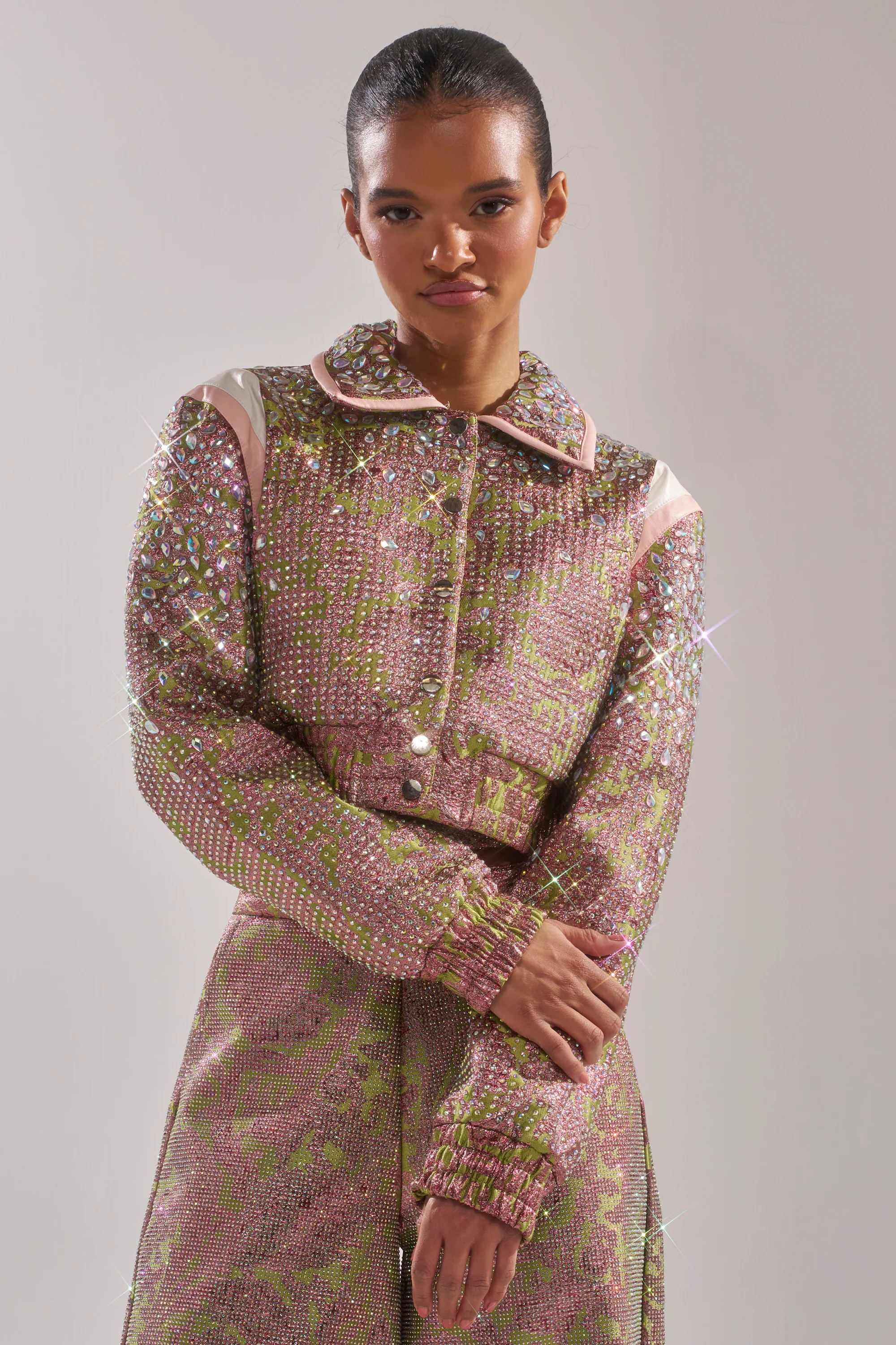 TIME AND TIME AGAIN RHINESTONE BOMBER - Image 5