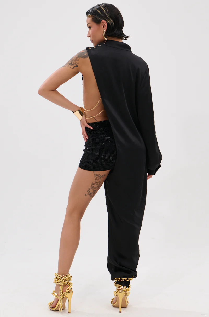 TIME FLIES SATIN ONE SLEEVE BLOUSE - Image 7