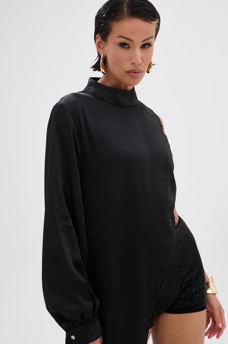 TIME FLIES SATIN ONE SLEEVE BLOUSE - Image 9