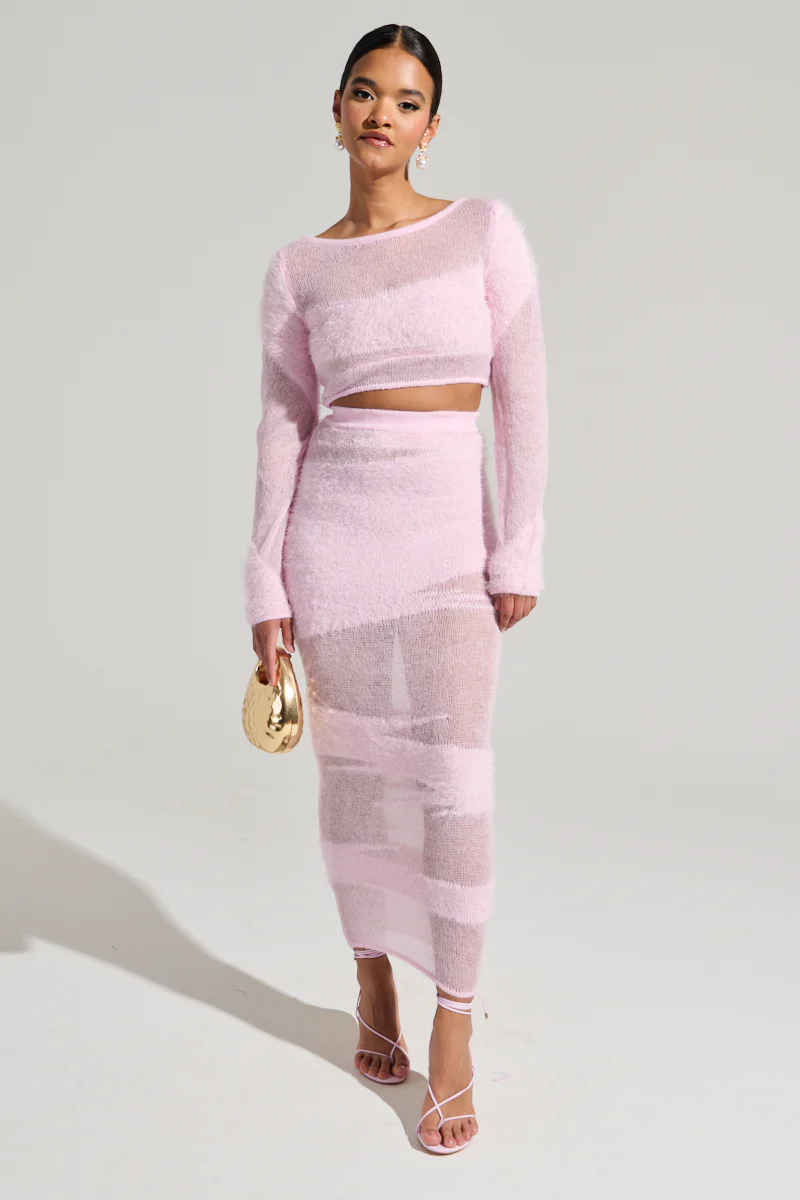 TIME FLIES CROP SWEATER IN LIGHT PINK - Image 5