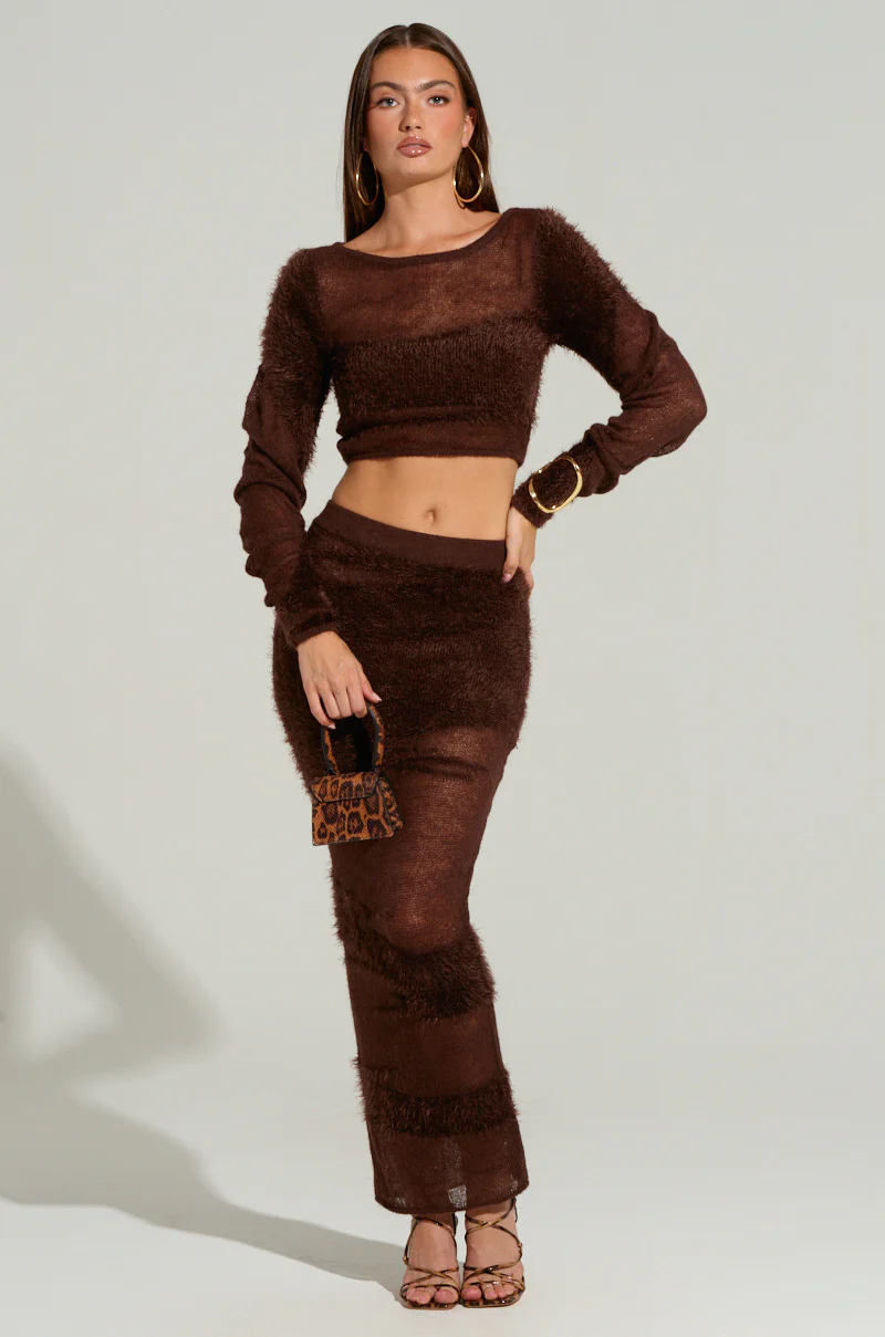 TIME FLIES MAXI SKIRT IN BROWN - Image 5