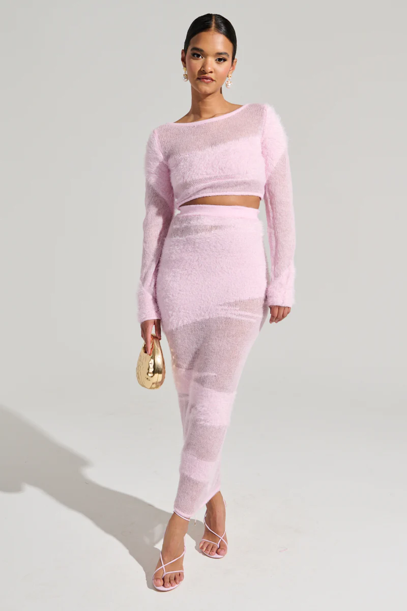TIME FLIES MAXI SKIRT IN LIGHT PINK