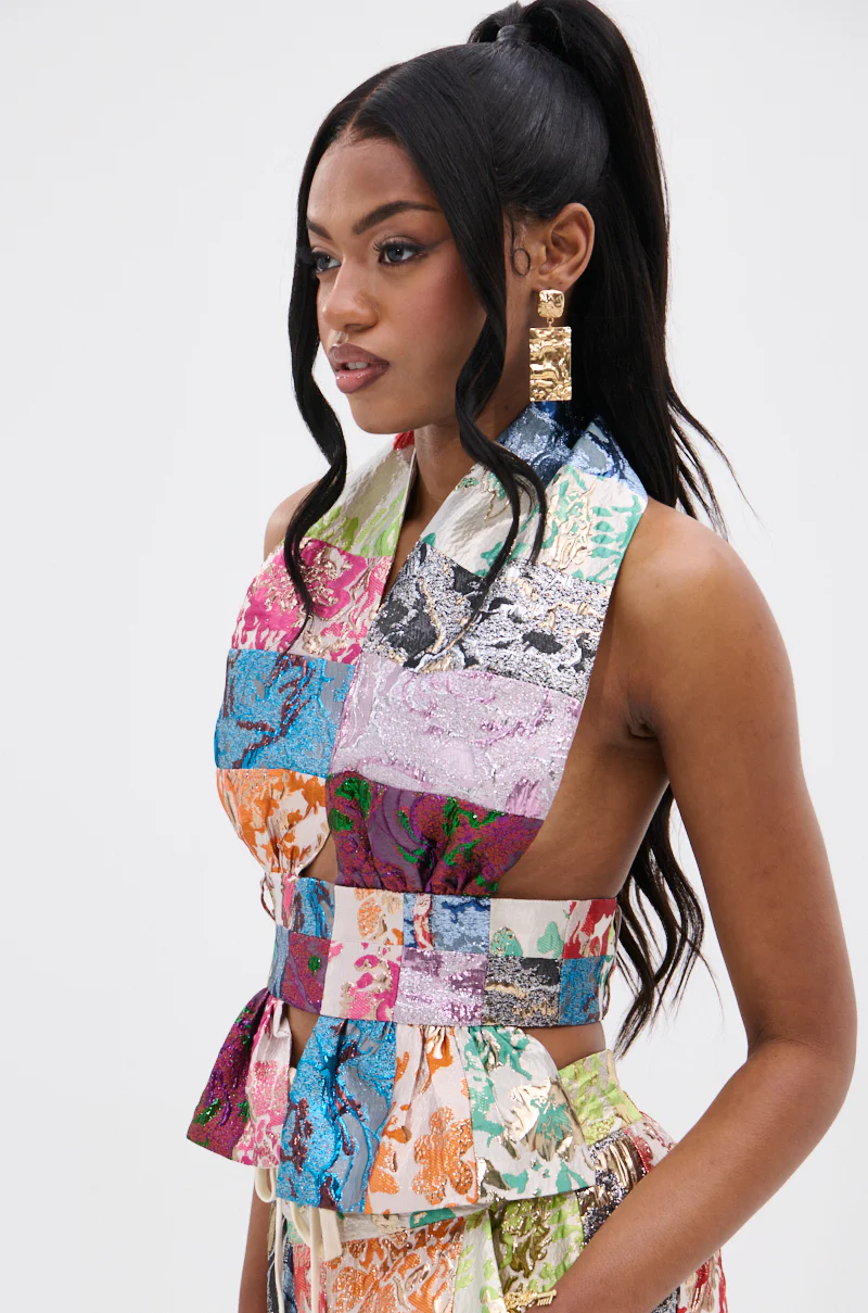 MIXED FEELINGS BROCADE HALTER BLOUSE - Image 3