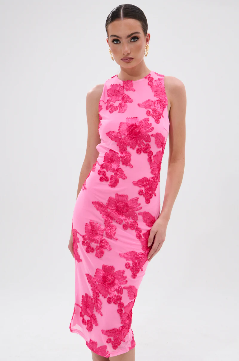 TIMELESS FLORAL MESH MIDI DRESS - Image 3
