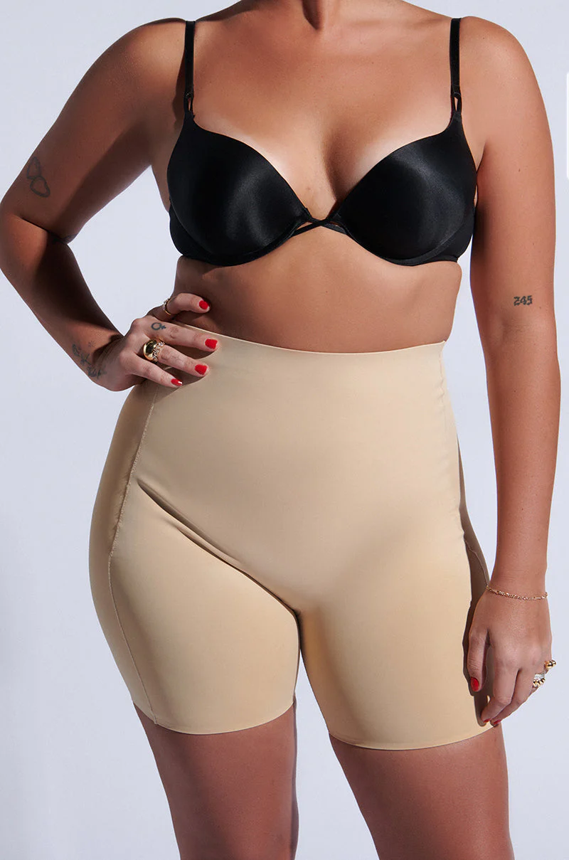 TITSY TUMMY TUCK SHORTS IN TAN - Image 6
