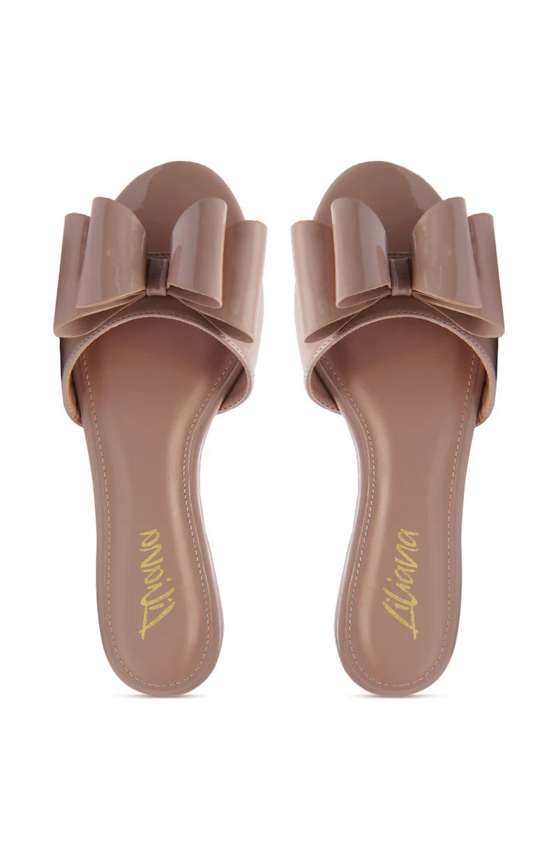 TIZZY NUDE BOW SLIP ON FLAT SANDAL - Image 3