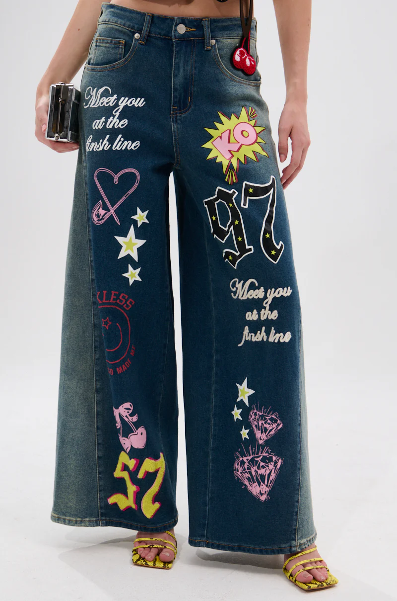TKO GRAPHIC WIDE LEG DENIM JEAN - Image 3