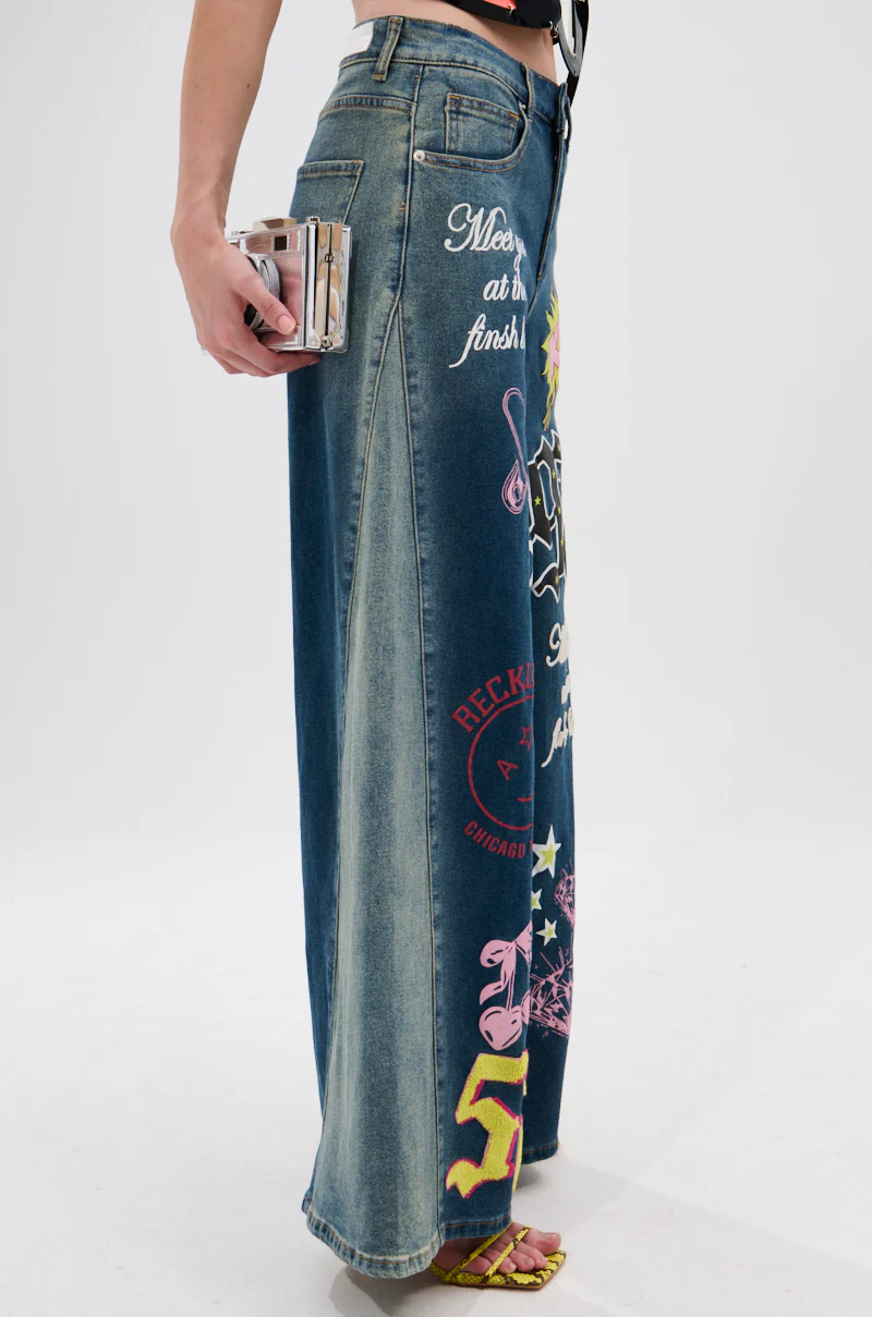 TKO GRAPHIC WIDE LEG DENIM JEAN - Image 5