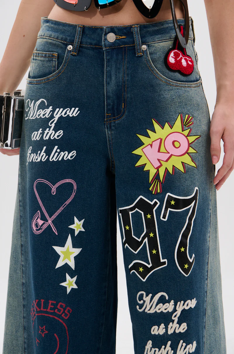 TKO GRAPHIC WIDE LEG DENIM JEAN - Image 9