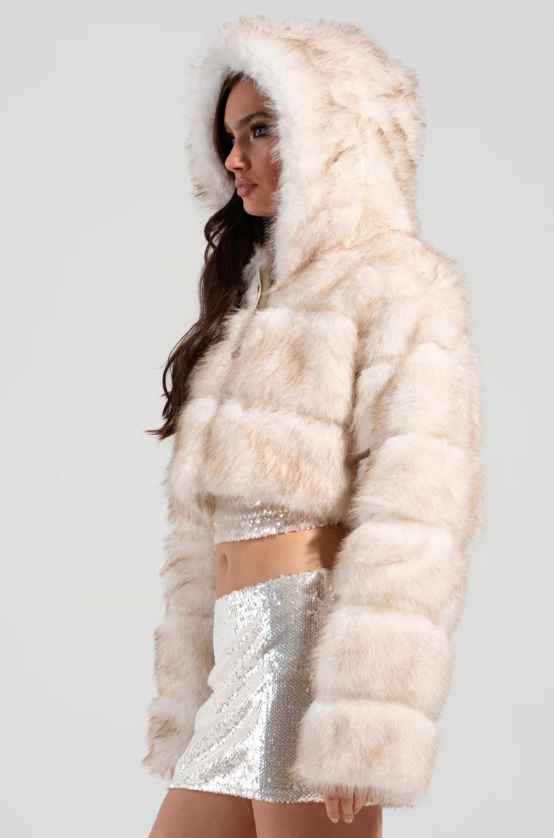 TOASTED MARSHMALLOW HOODED FAUX FUR JACKET - Image 2