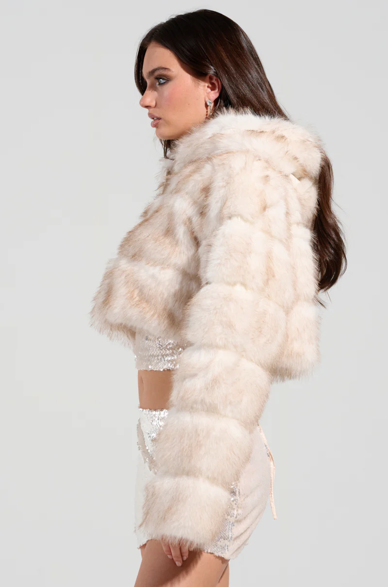 TOASTED MARSHMALLOW HOODED FAUX FUR JACKET - Image 4