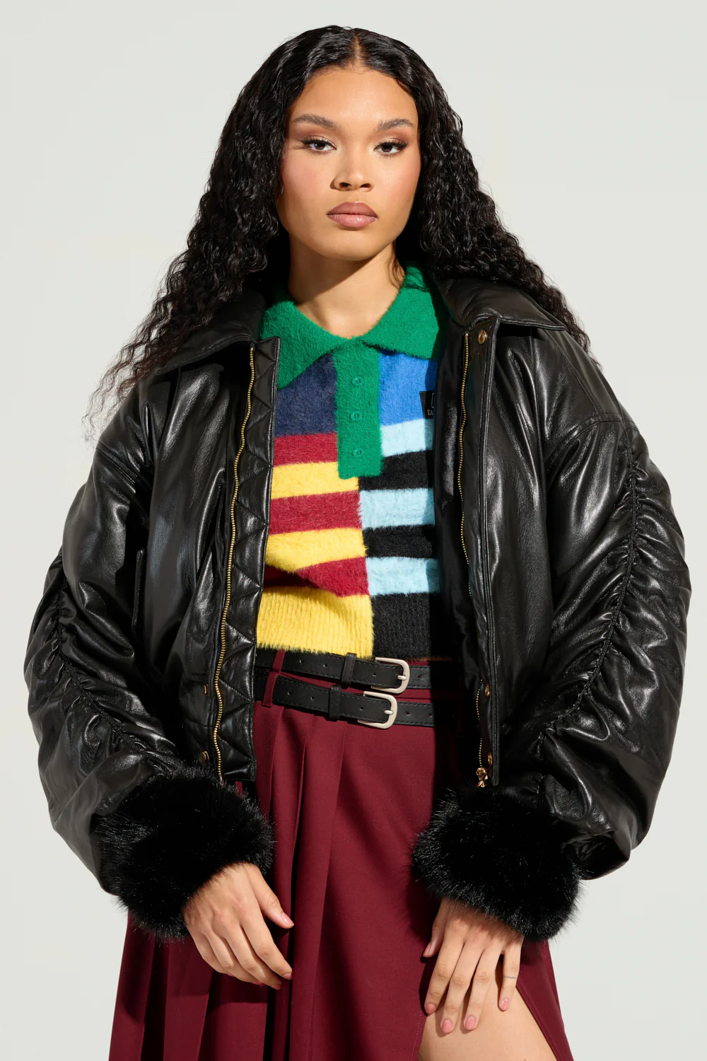 TOKYO DRIFTING FAUX LEATHER BOMBER - Image 2