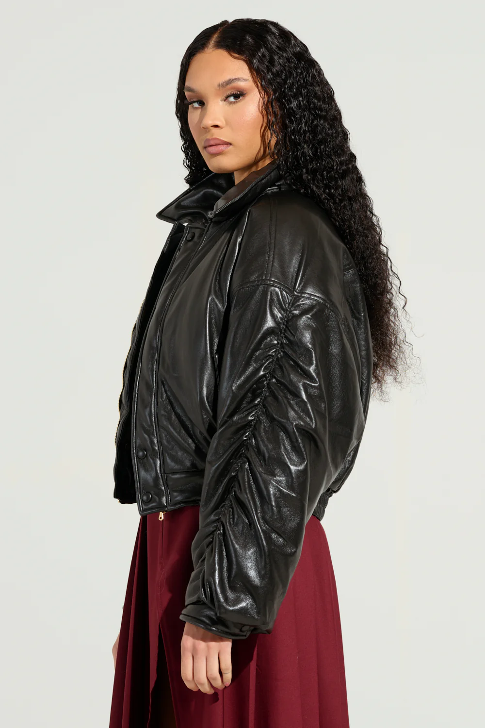 TOKYO DRIFTING FAUX LEATHER BOMBER - Image 4