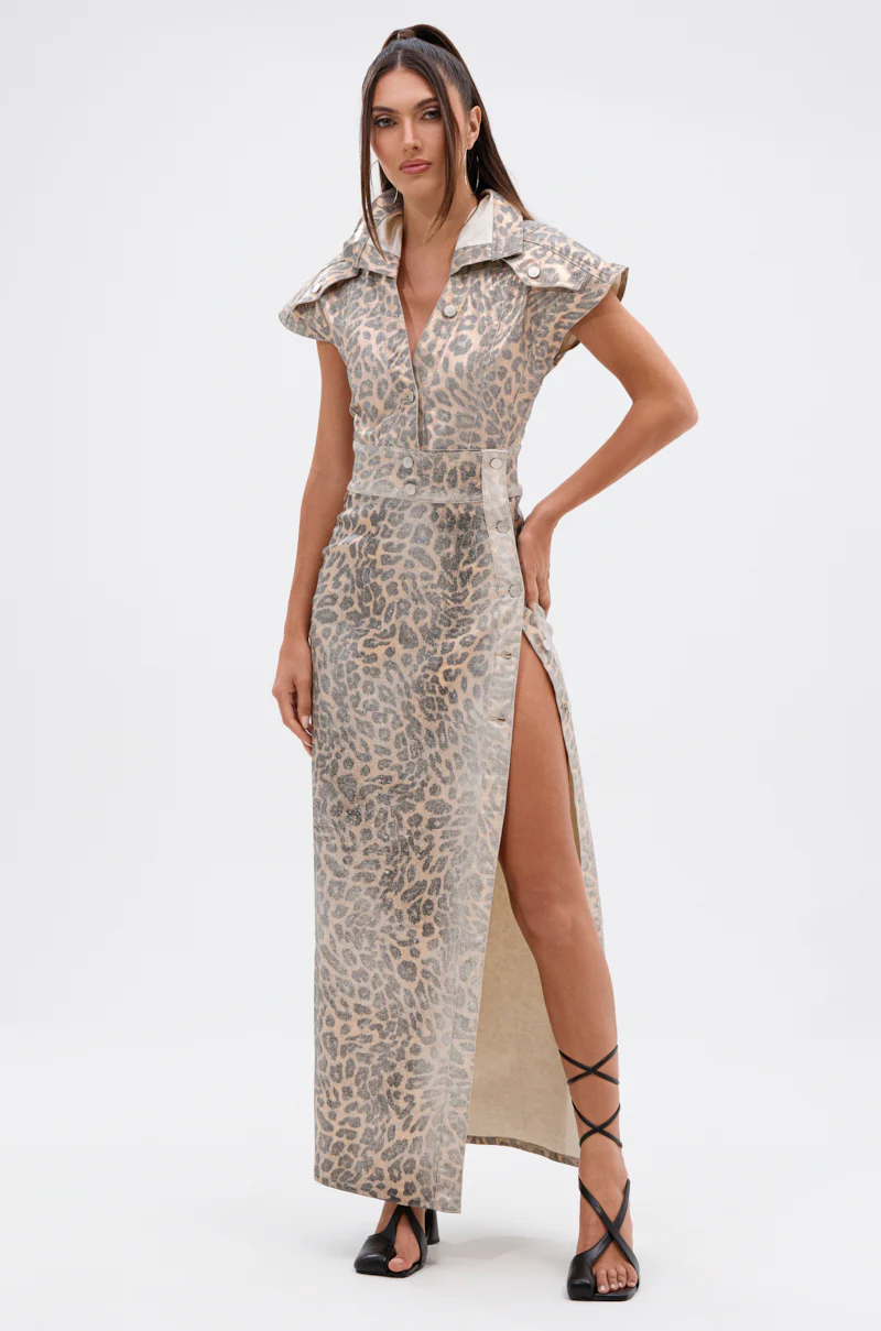 TOO BUSY TO CARE LEOPARD MIDI DRESS