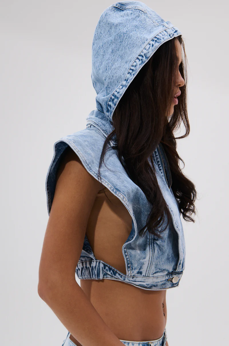 TOO COOL FOR YOU DENIM ZIP-UP BLOUSE - Image 5