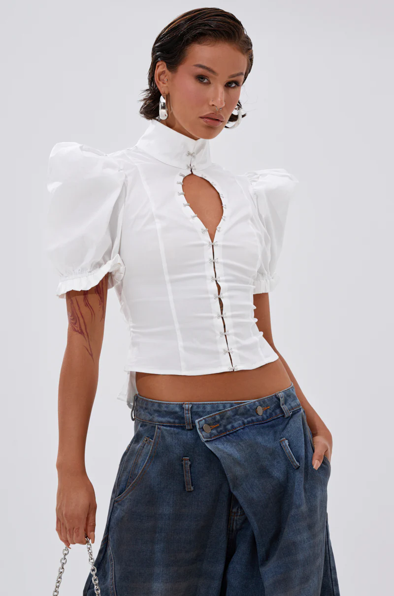 TOO COOL FOR YOU LACEUP BLOUSE - Image 2