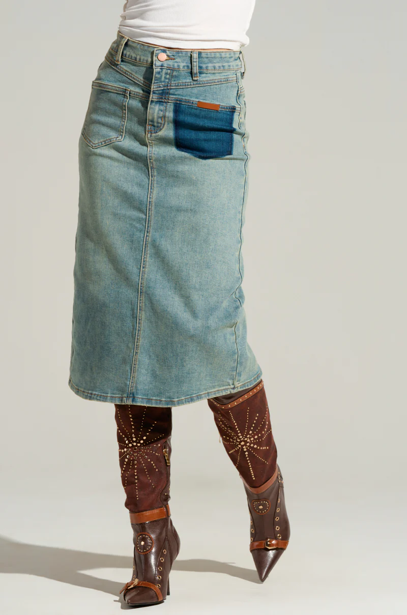 TOO GOOD FOR YOU DENIM MIDI SKIRT - Image 2