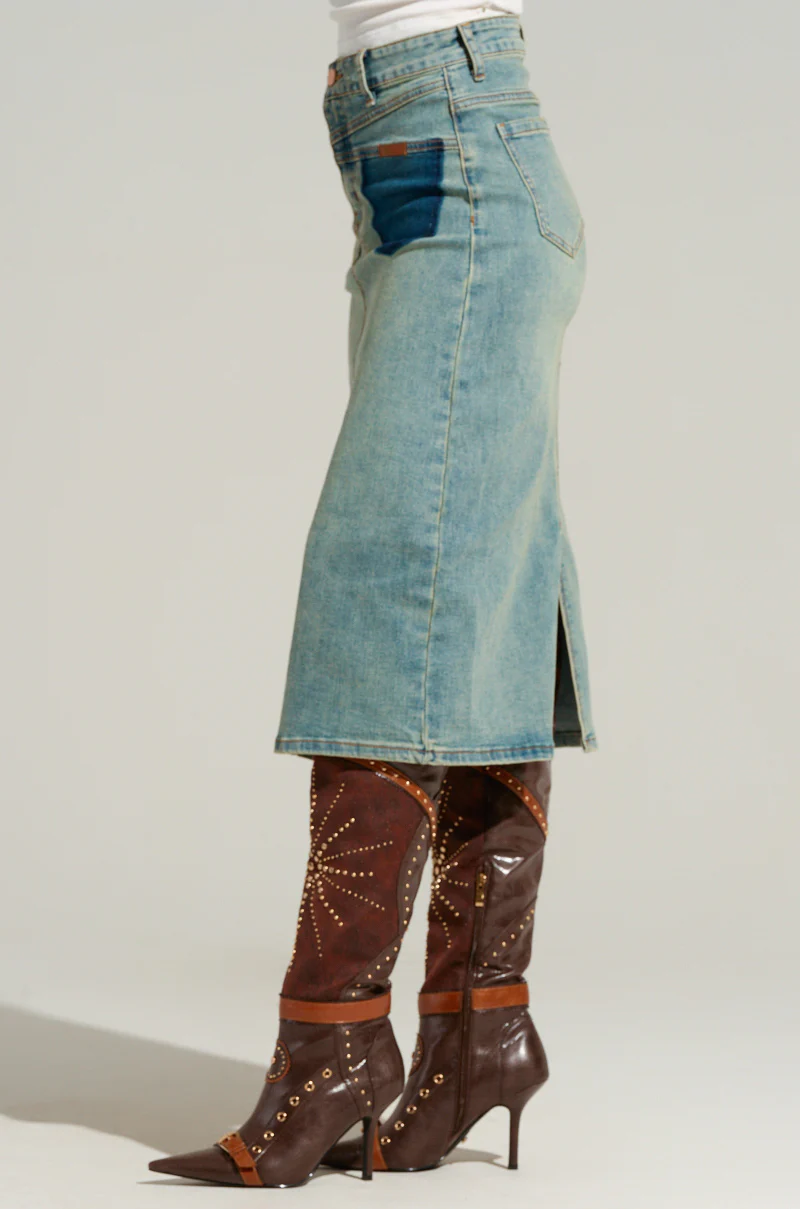 TOO GOOD FOR YOU DENIM MIDI SKIRT - Image 4