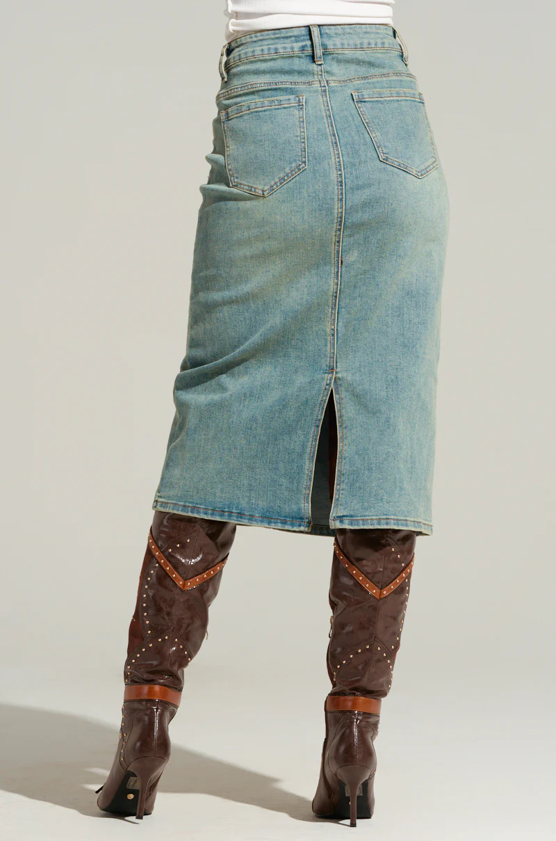 TOO GOOD FOR YOU DENIM MIDI SKIRT - Image 5