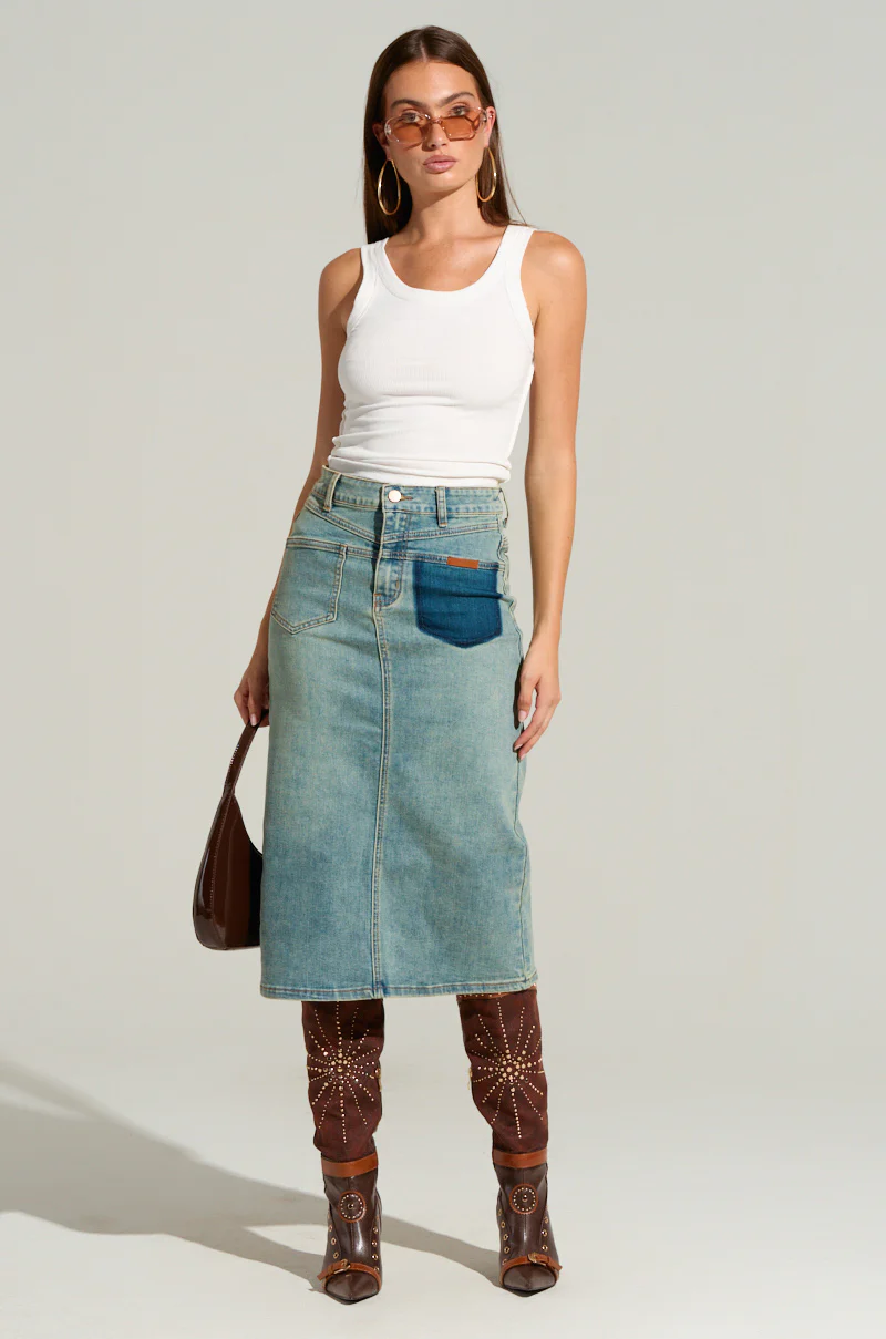 TOO GOOD FOR YOU DENIM MIDI SKIRT - Image 6