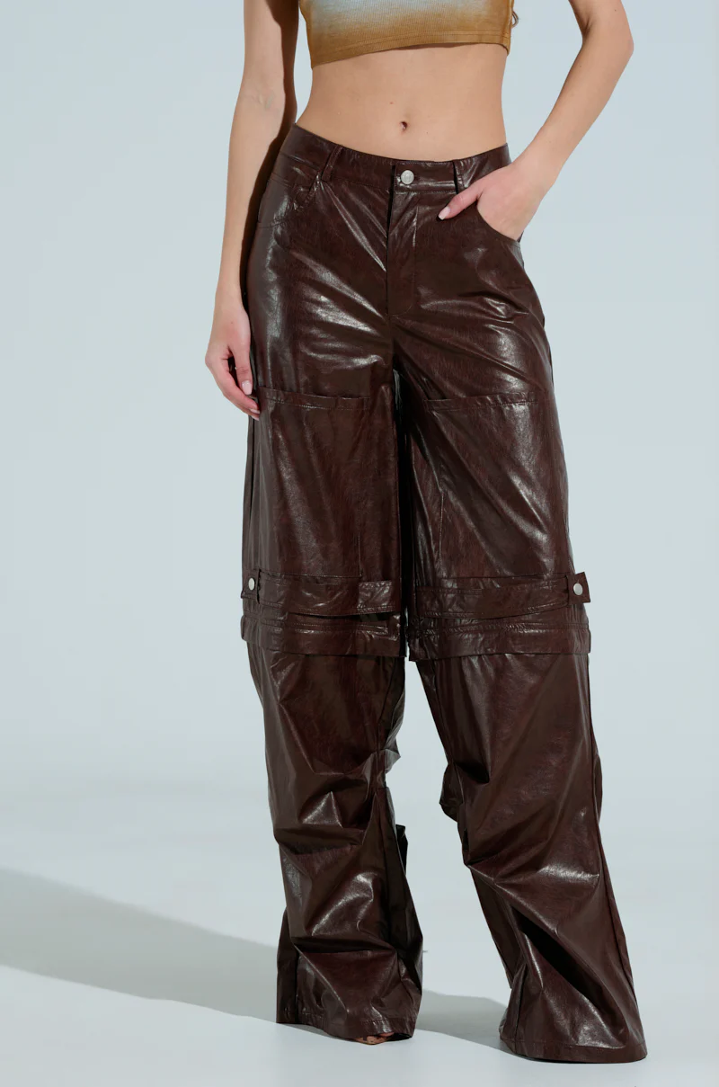 TOO GOOD FAUX LEATHER WIDE LEG TROUSER - Image 3