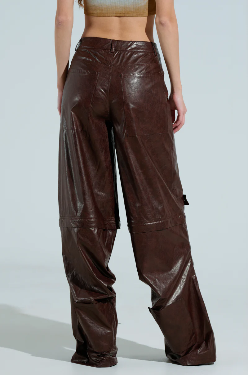 TOO GOOD FAUX LEATHER WIDE LEG TROUSER - Image 5