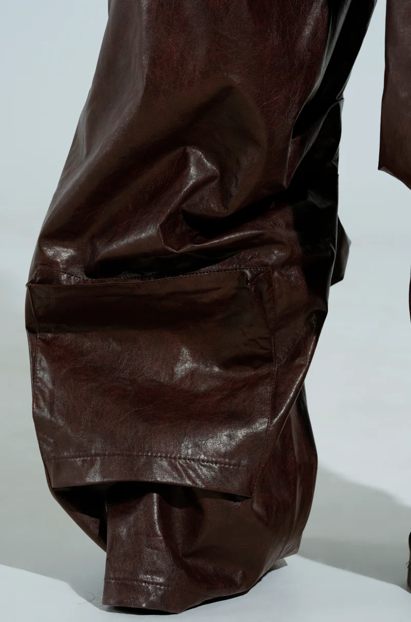 TOO GOOD FAUX LEATHER WIDE LEG TROUSER - Image 7