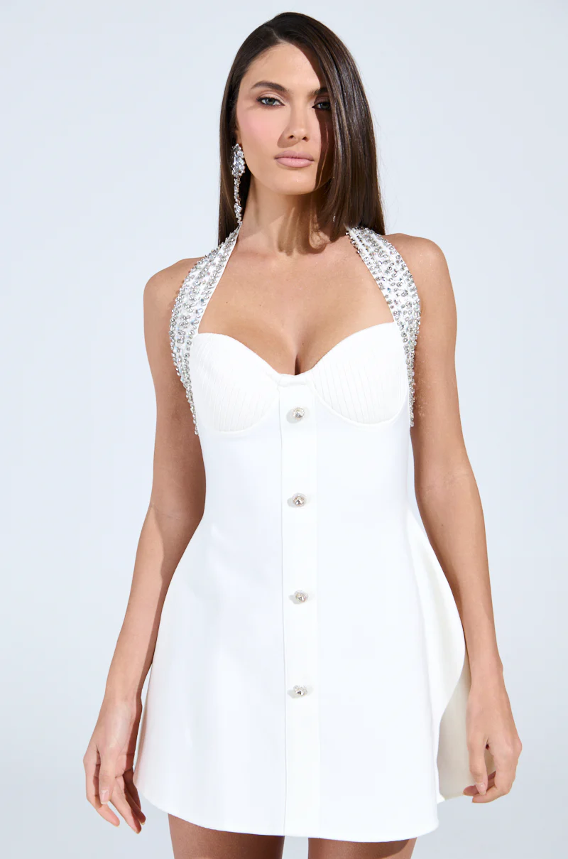 TOO HOT FOR YOU BANDAGE MINI DRESS IN WHITE - Image 3