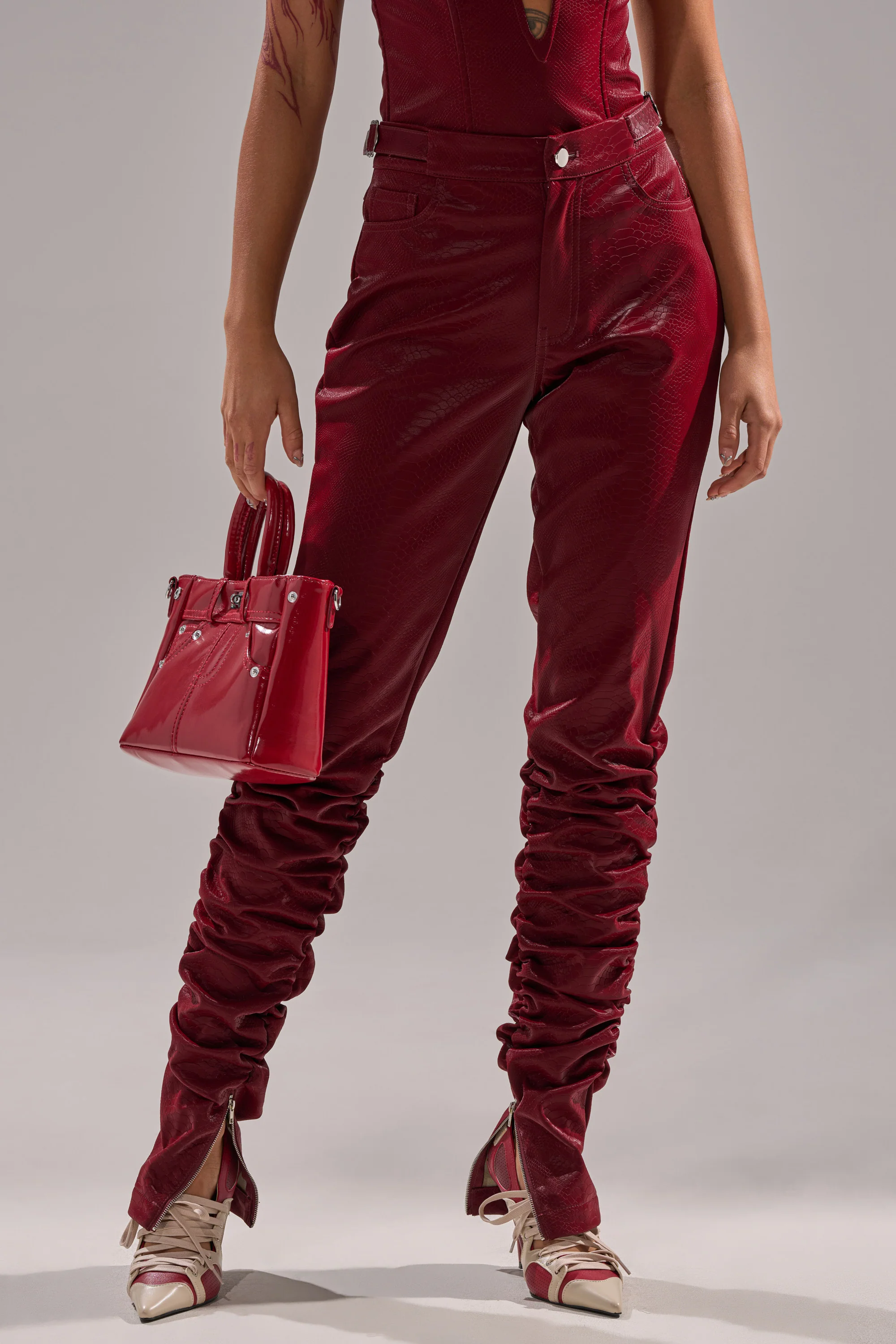TOO HOT FOR YOU FAUX LEATHER RUCHED TROUSER - Image 2