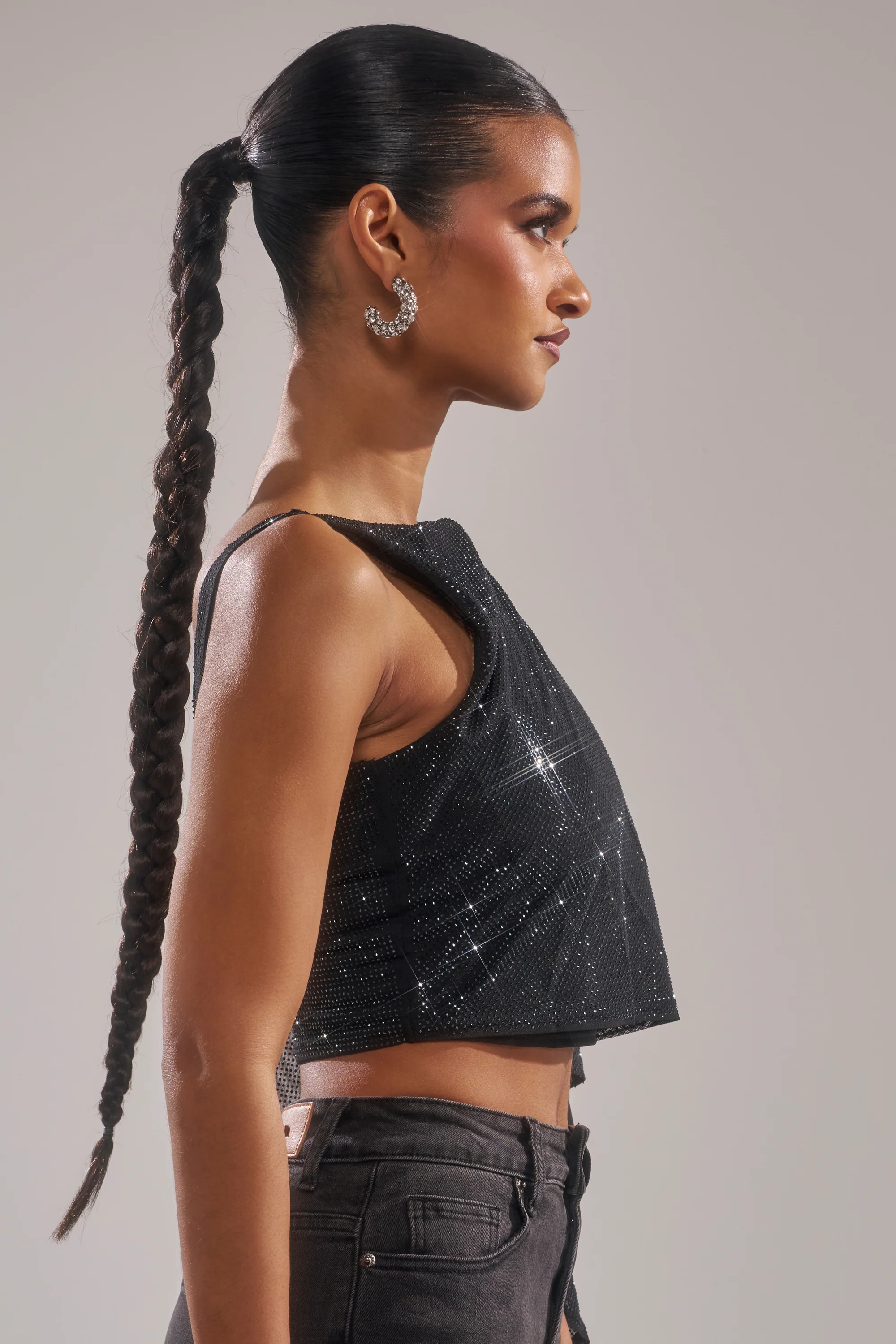TOO HOT FOR YOU RHINESTONE MESH TOP - Image 4
