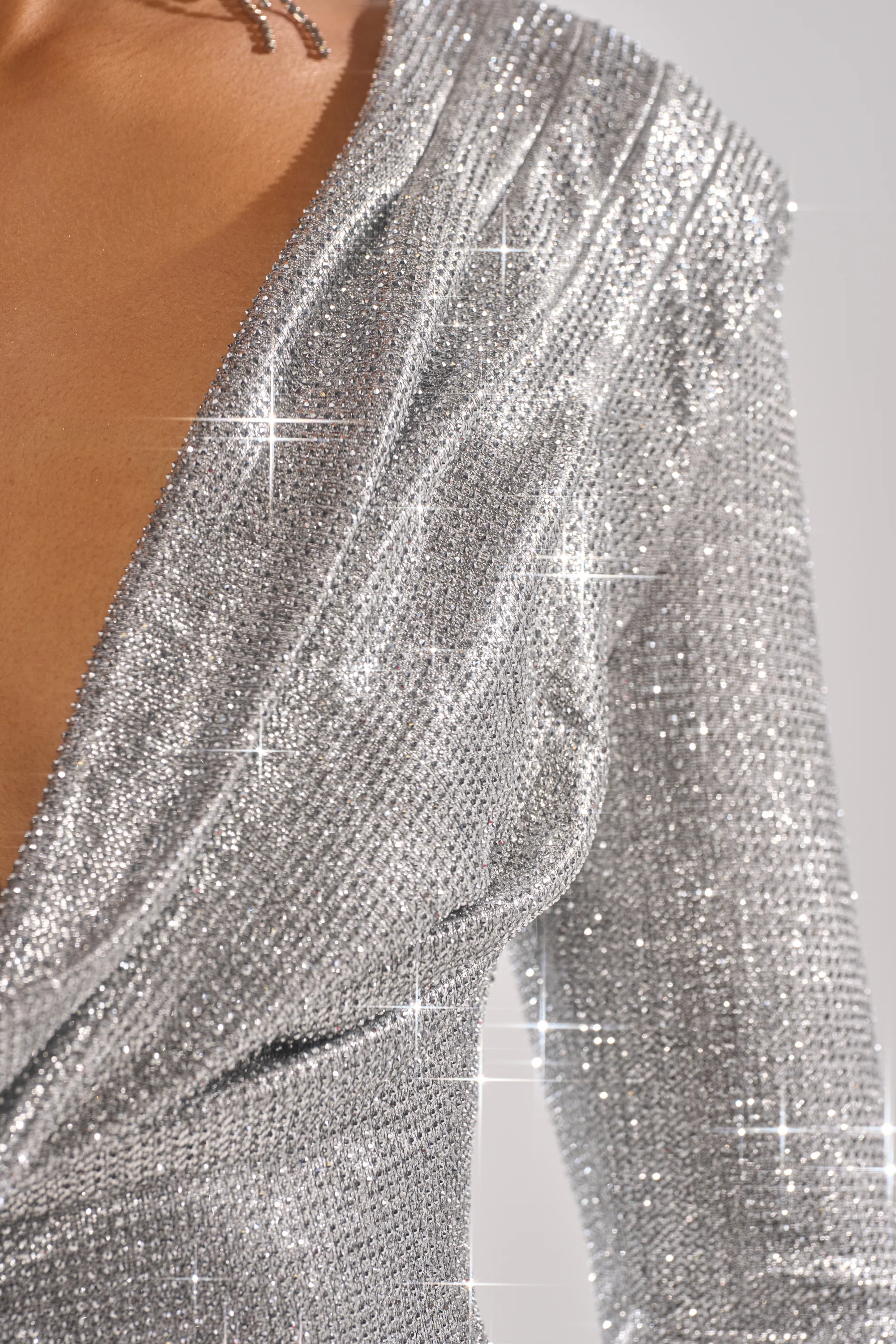 TOO HOT TO HANDLE RHINESTONE MINI DRESS IN SILVER - Image 8