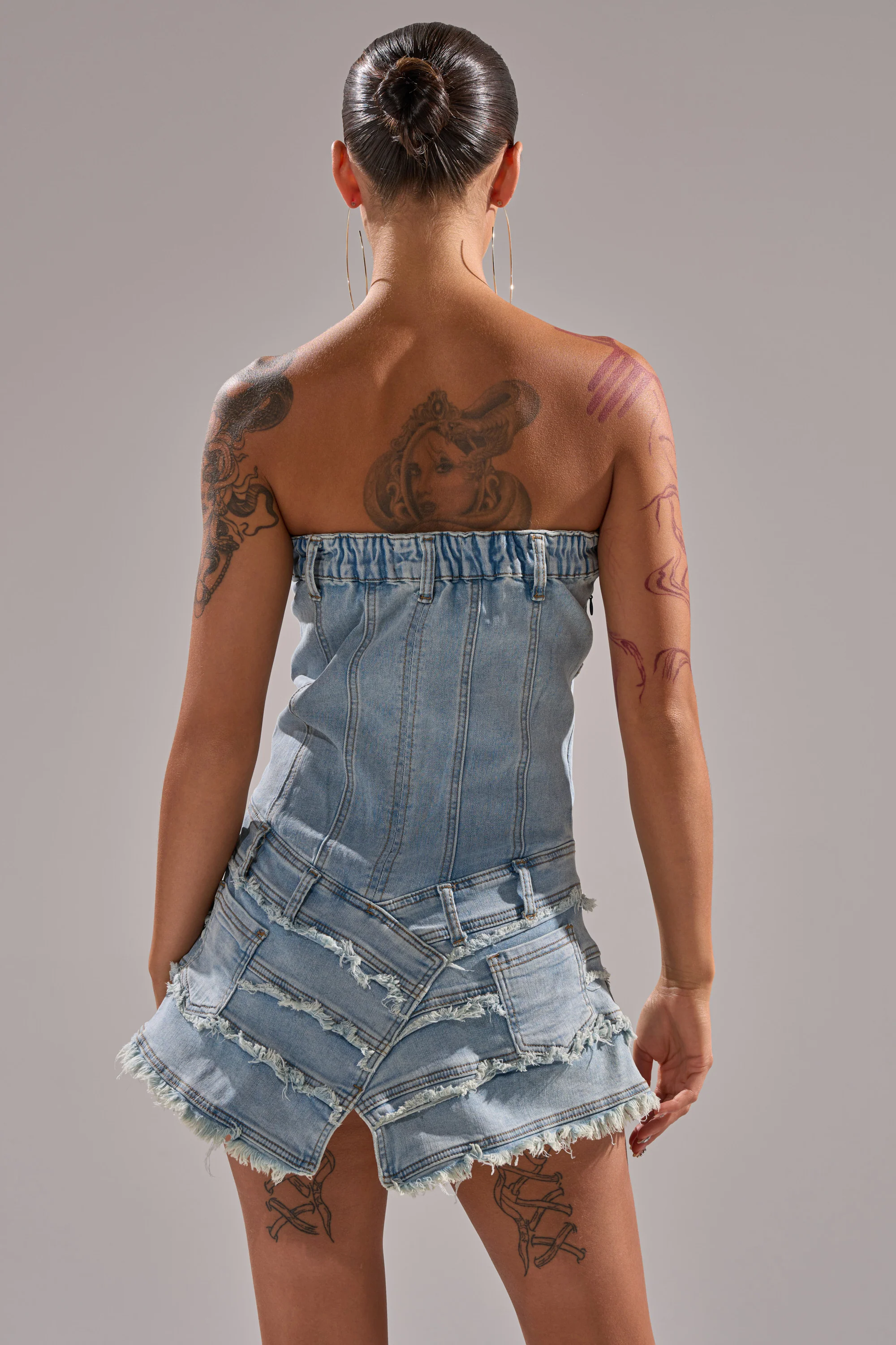 TOO MUCH TO LOVE DENIM ROMPER - Image 5