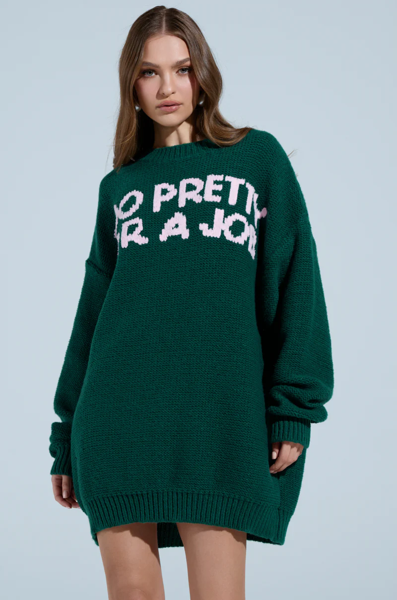 TOO PRETTY PRINTED SWEATER DRESS