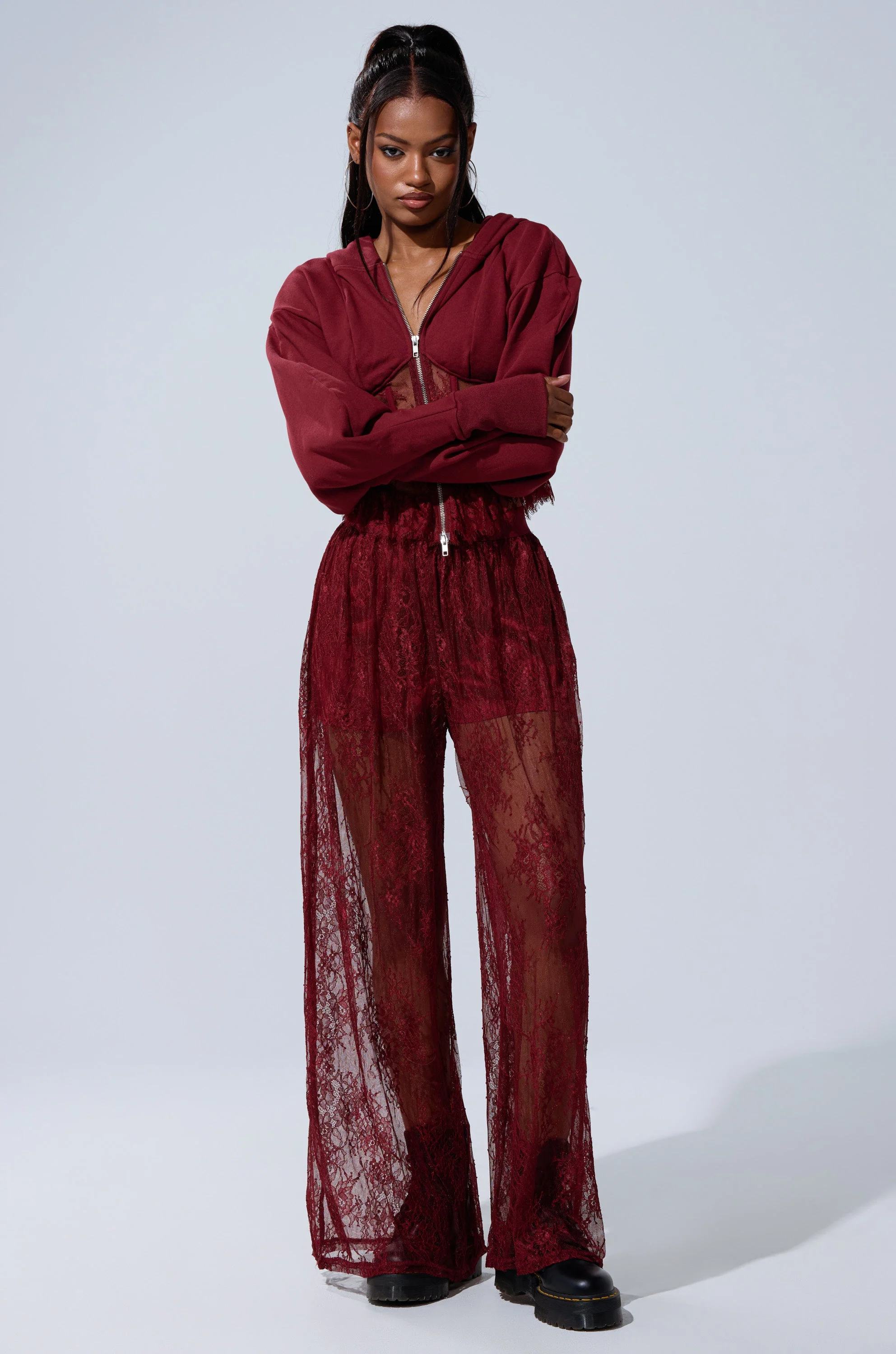 TOO TRENDY ZIP UP SWEATSHIRT WITH LACE - Image 7