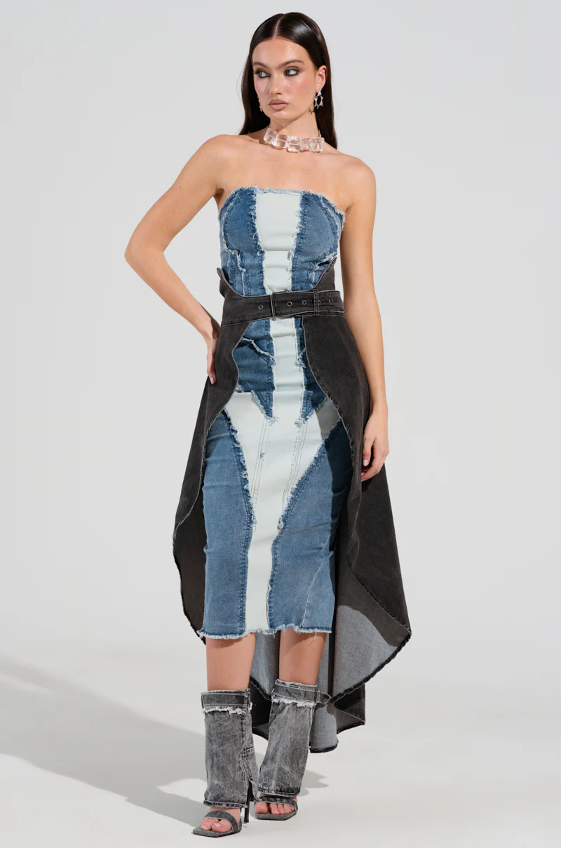 TOO TUFF GREY DENIM BELT SKIRT - Image 3