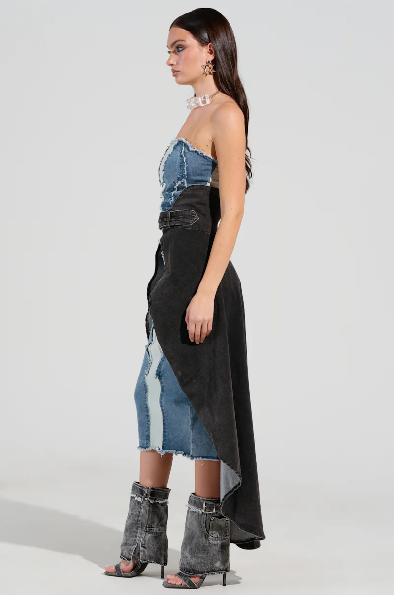 TOO TUFF GREY DENIM BELT SKIRT - Image 4