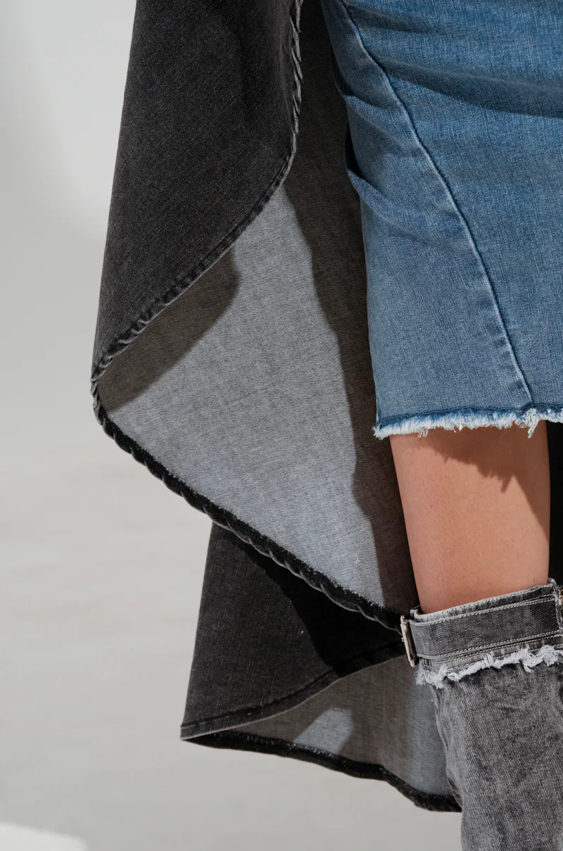 TOO TUFF GREY DENIM BELT SKIRT - Image 7