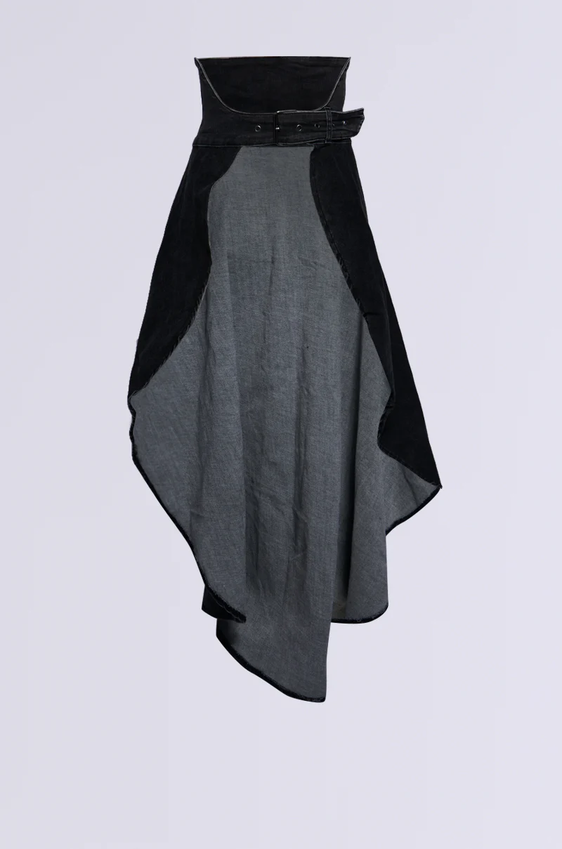 TOO TUFF GREY DENIM BELT SKIRT - Image 8