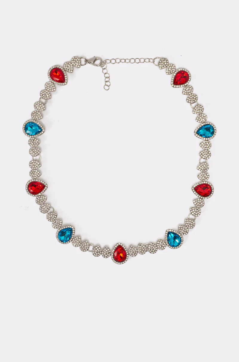 TOO TURNT RED AND BLUE NECKLACE