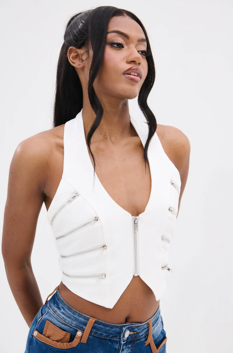 TOUCH ON ME ZIP HALTER TOP - Image 3