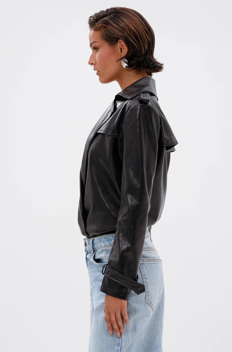 TRACIE FAUX LEATHER BLAZER BODYSUIT - Image 4