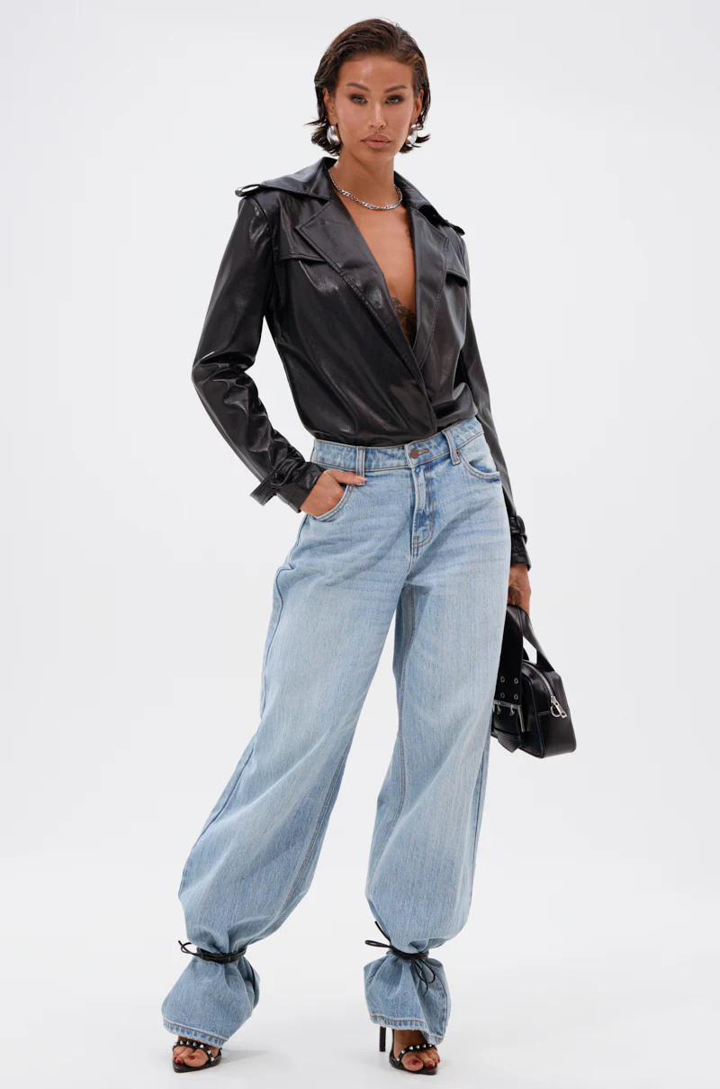 TRACIE FAUX LEATHER BLAZER BODYSUIT - Image 6