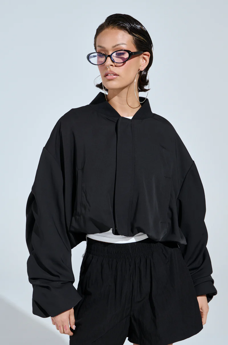 TREY RUCHED SLEEVE BOMBER