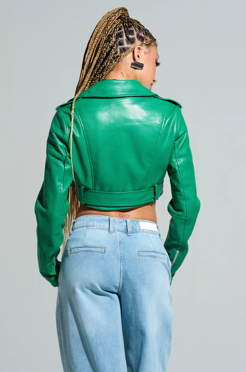 TRIO ESSENTIAL CROPPED MOTO IN GREEN - Image 4