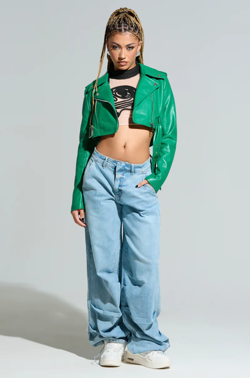 TRIO ESSENTIAL CROPPED MOTO IN GREEN - Image 5