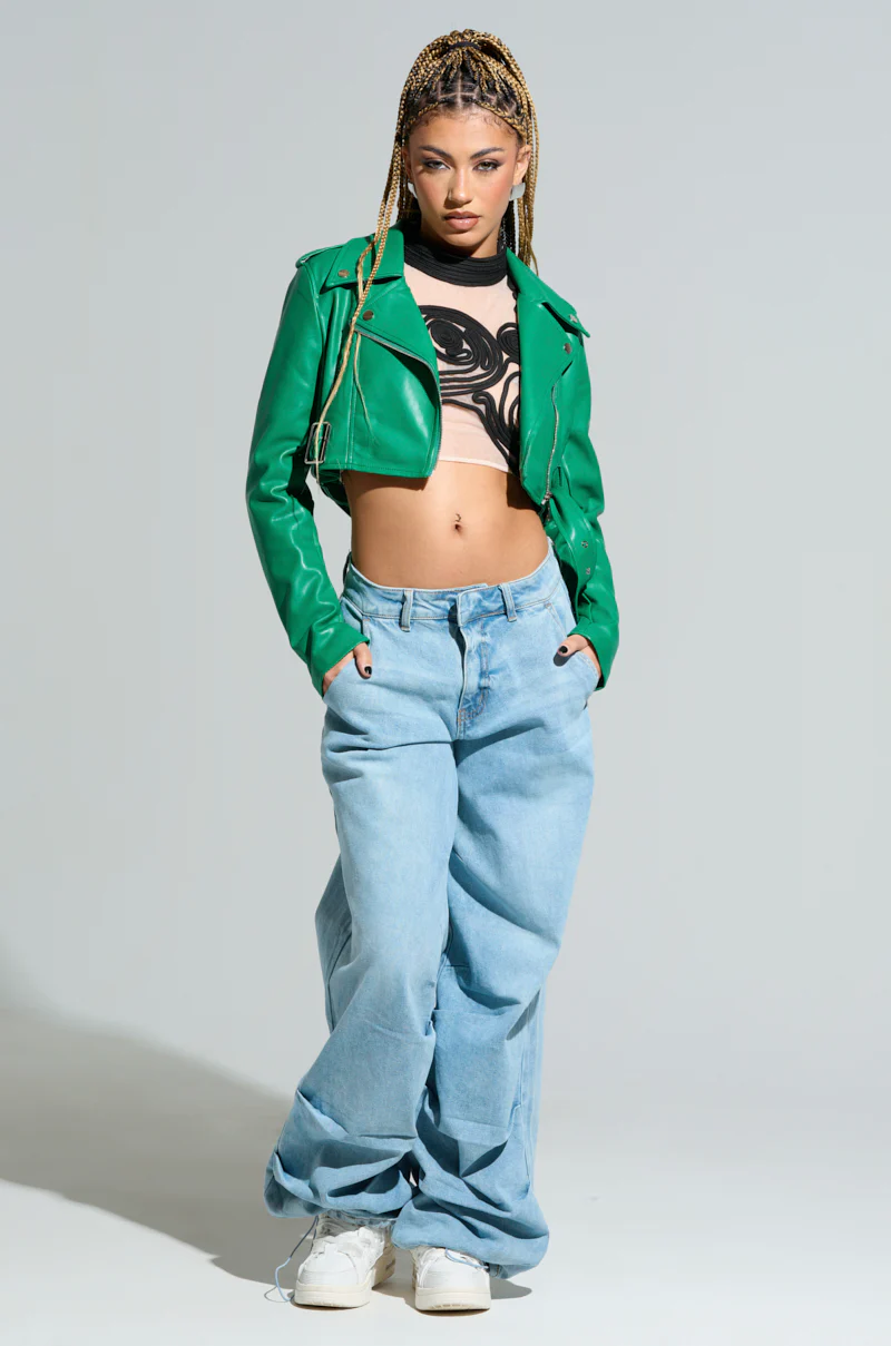 TRIO ESSENTIAL CROPPED MOTO IN GREEN - Image 6