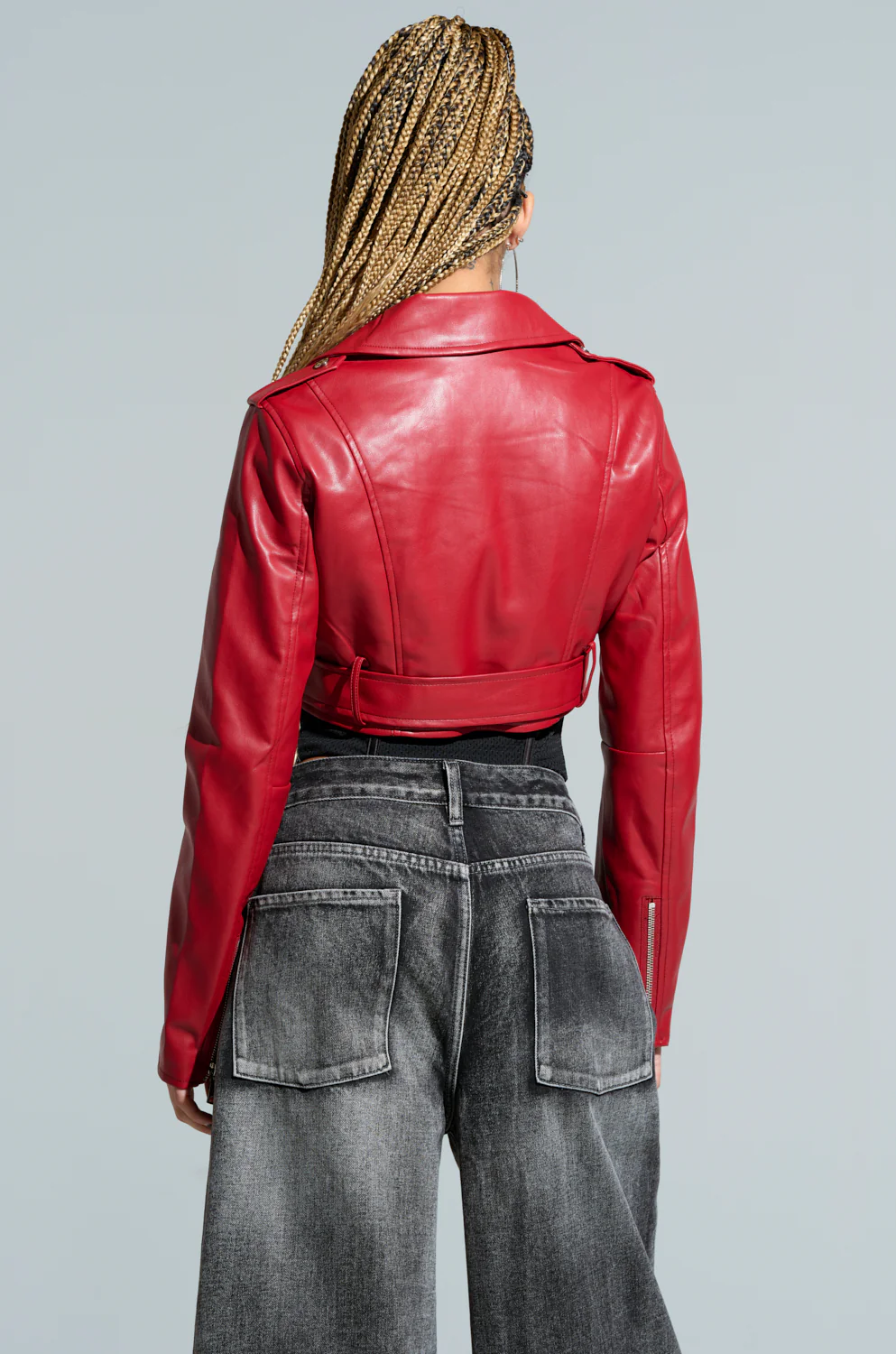 TRIO ESSENTIAL CROPPED MOTO IN RED - Image 4